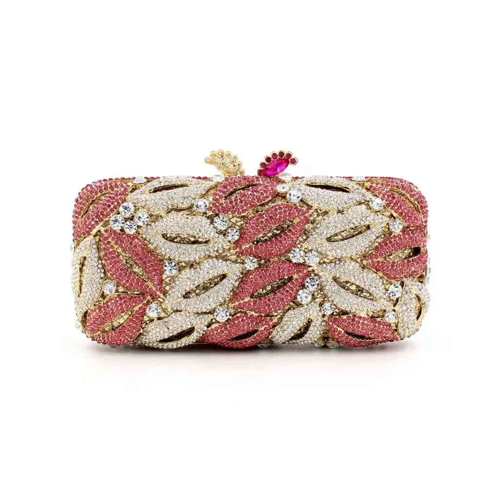 Multi Pink Crystal Clutch Evening Bag
