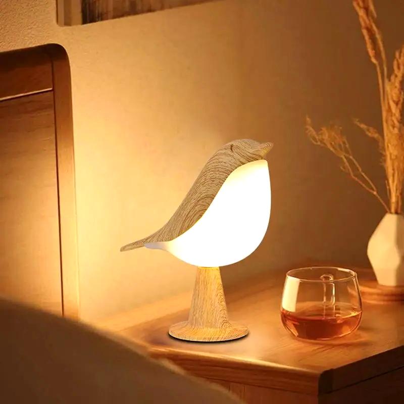 Glarefusion Chic Wooden Bird Table Lamp