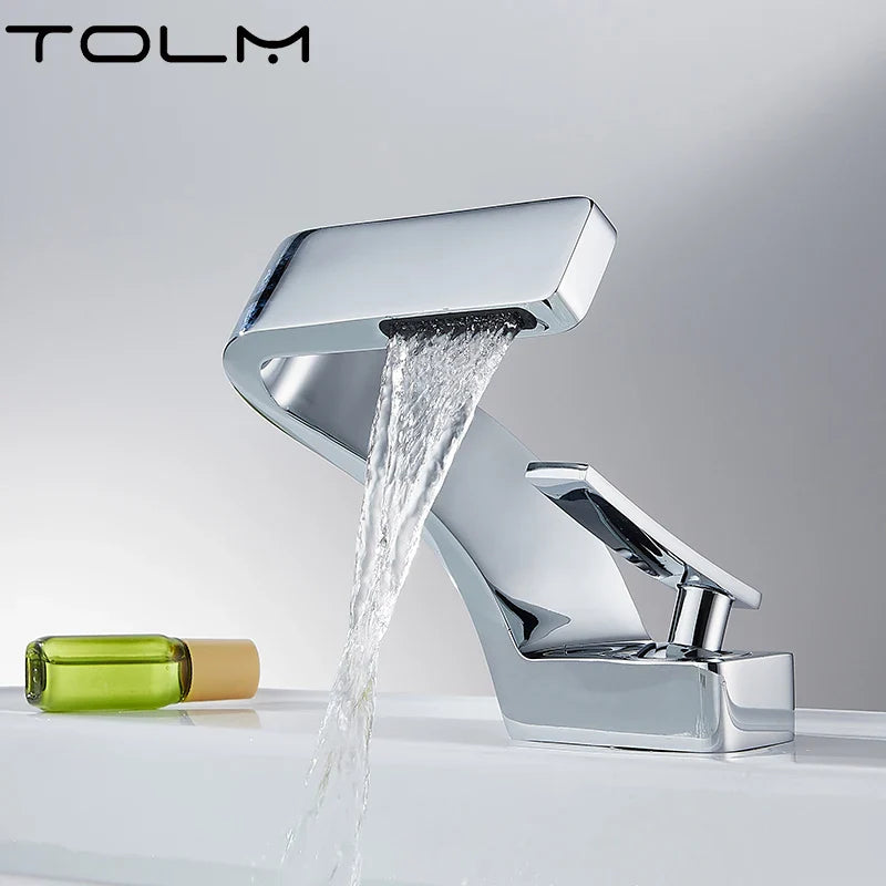 Modern Bathroom Waterfall Faucet with Single Handle