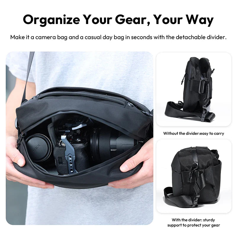 Lightweight Waterproof Sling Camera Bag with Divider