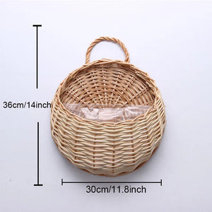 Handmade Rattan Hanging Wall Planter Basket