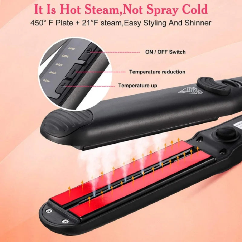 Steam Hair Straightener with Ceramic Vapor Plates