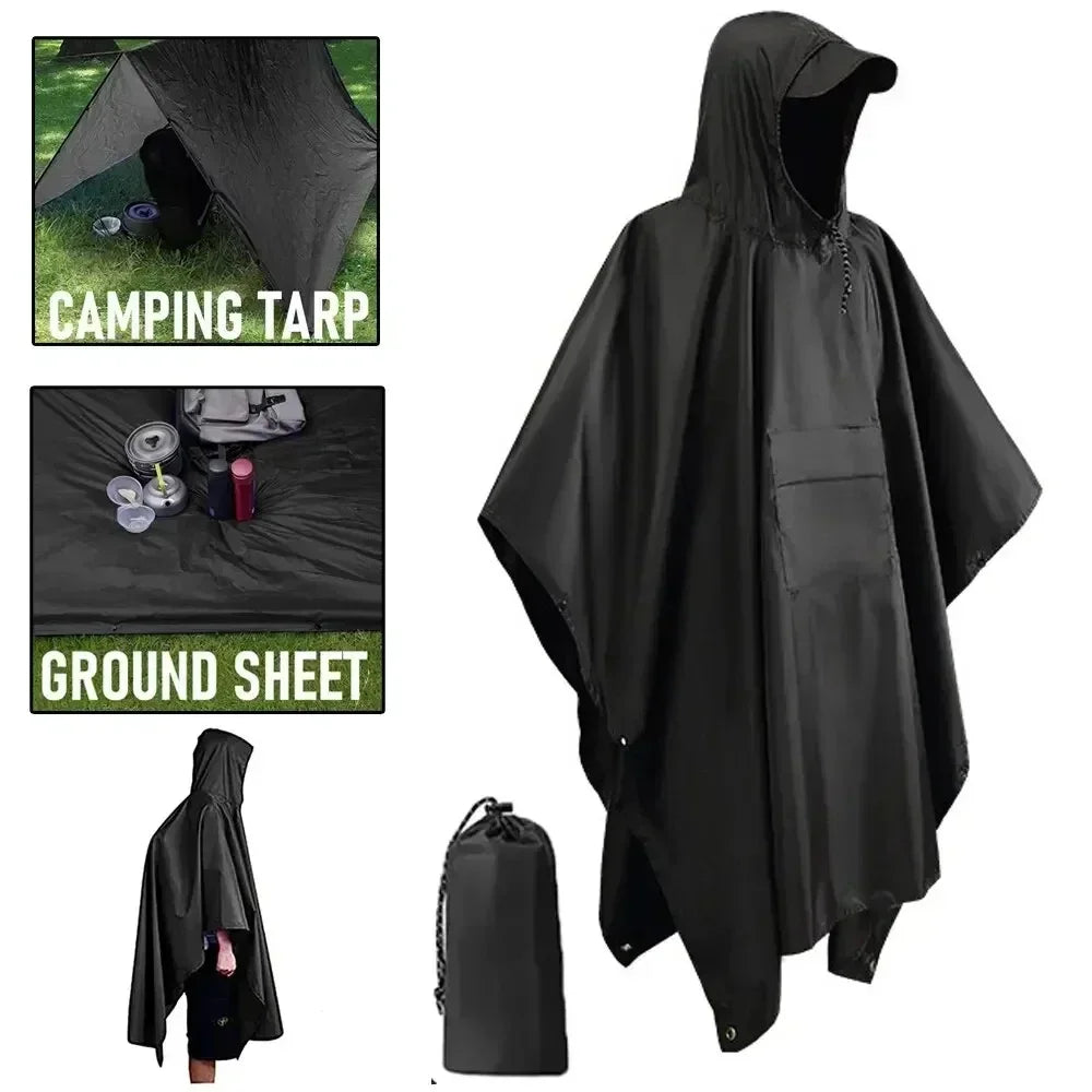 3 in 1 Waterproof Military Poncho Raincoat Tent