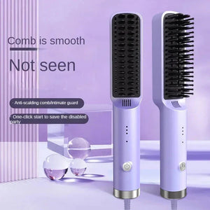 Portable Rechargeable Hair Straightener Brush with Ion Care