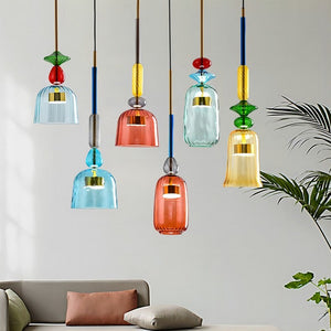 Scandinavian Macaron Stained Glass Pendant Light
