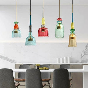 Scandinavian Macaron Stained Glass Pendant Light
