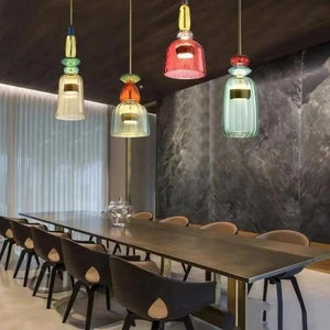 Scandinavian Macaron Stained Glass Pendant Light