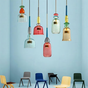 Scandinavian Macaron Stained Glass Pendant Light