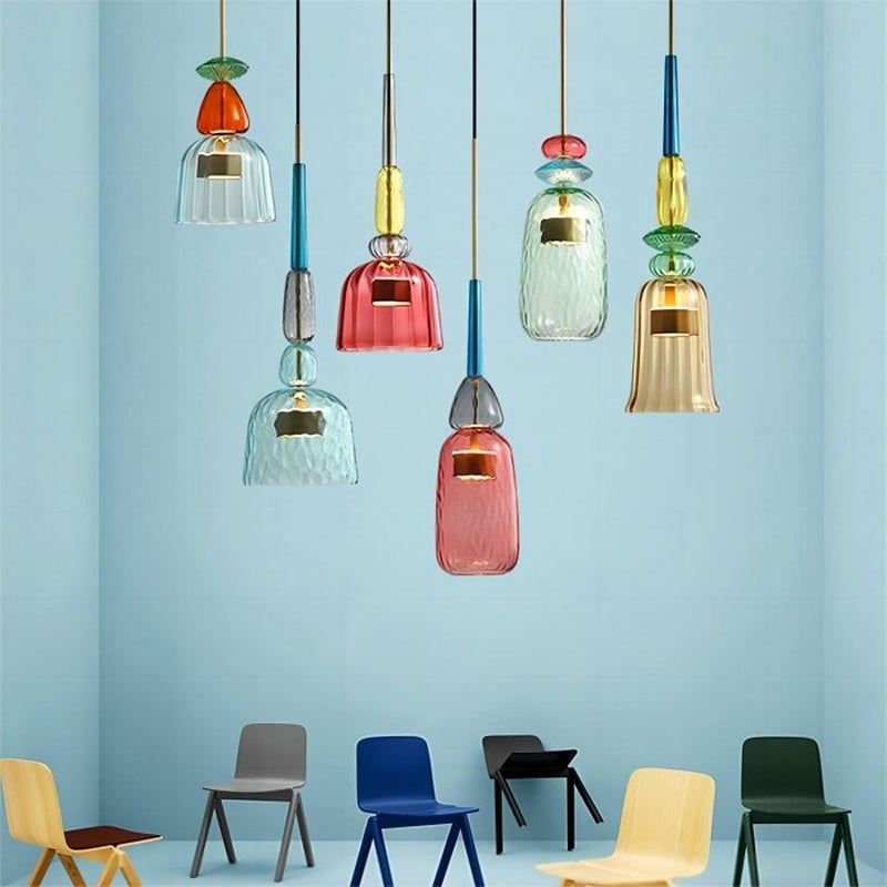 Scandinavian Macaron Stained Glass Pendant Light