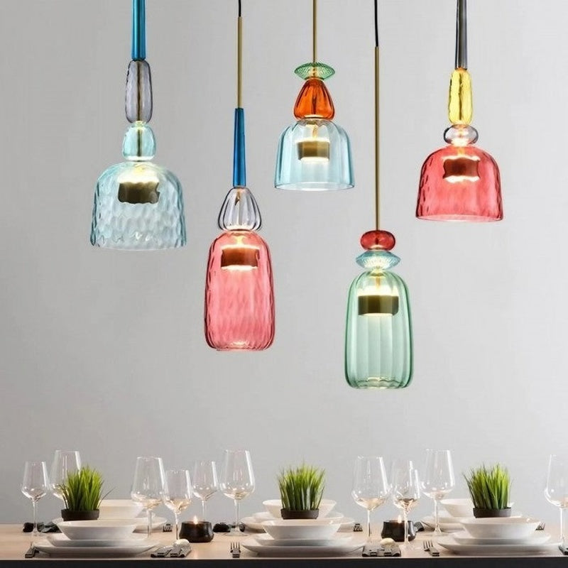 Scandinavian Macaron Stained Glass Pendant Light