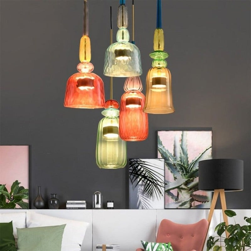 Scandinavian Macaron Stained Glass Pendant Light