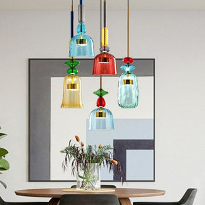 Scandinavian Macaron Stained Glass Pendant Light