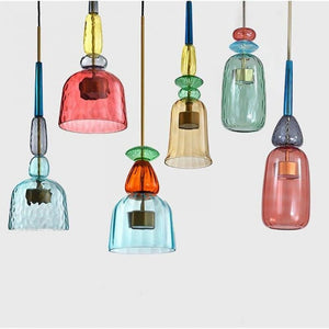 Scandinavian Macaron Stained Glass Pendant Light