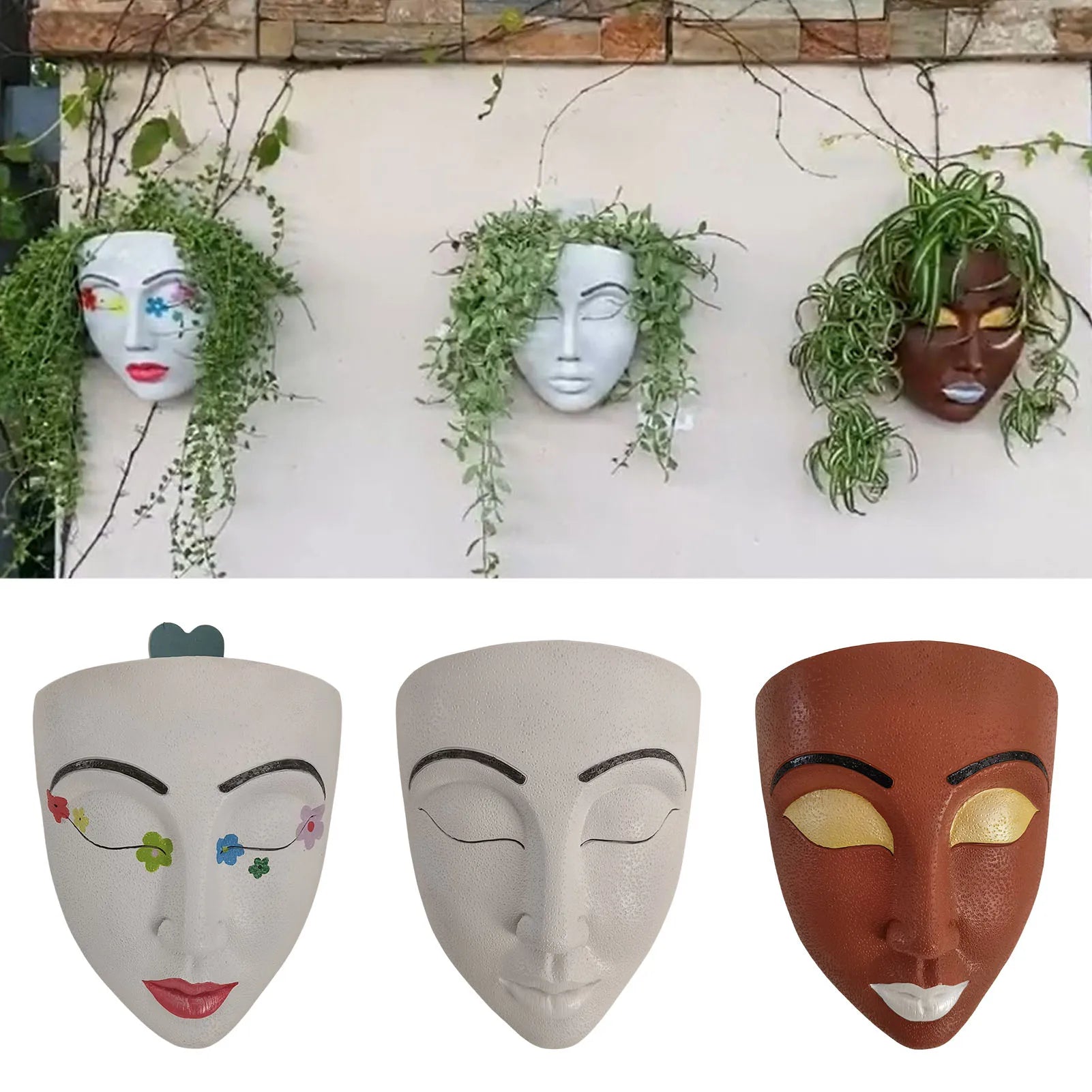 Creative Resin Wall Planter with Drainage Hole