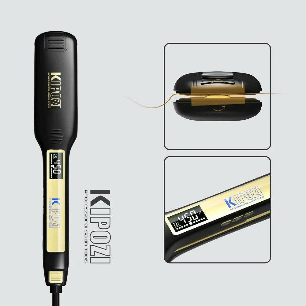 Professional Titanium Flat Iron Hair Straightener LCD Display