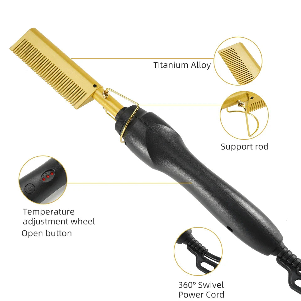 3-in-1 Hair Straightener and Curler Hot Comb