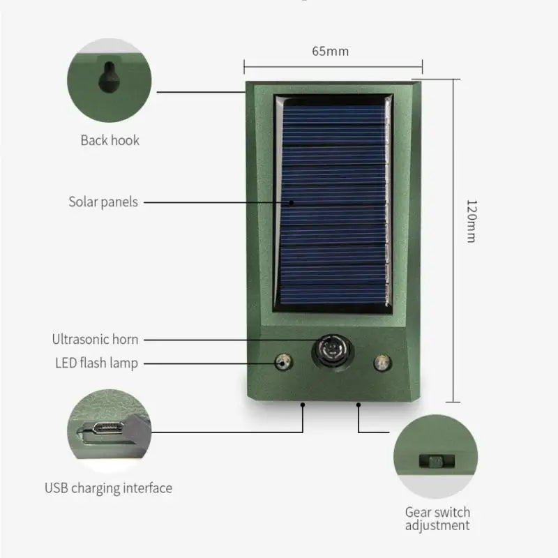 Ultrasonic Bird Pest Repellent with Solar Power
