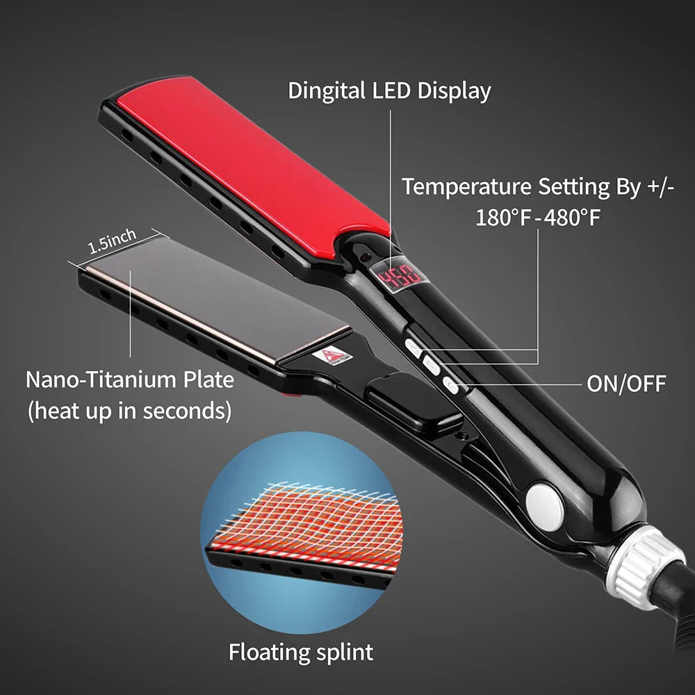 Professional Titanium Hair Straightener with Wide Nano Plates