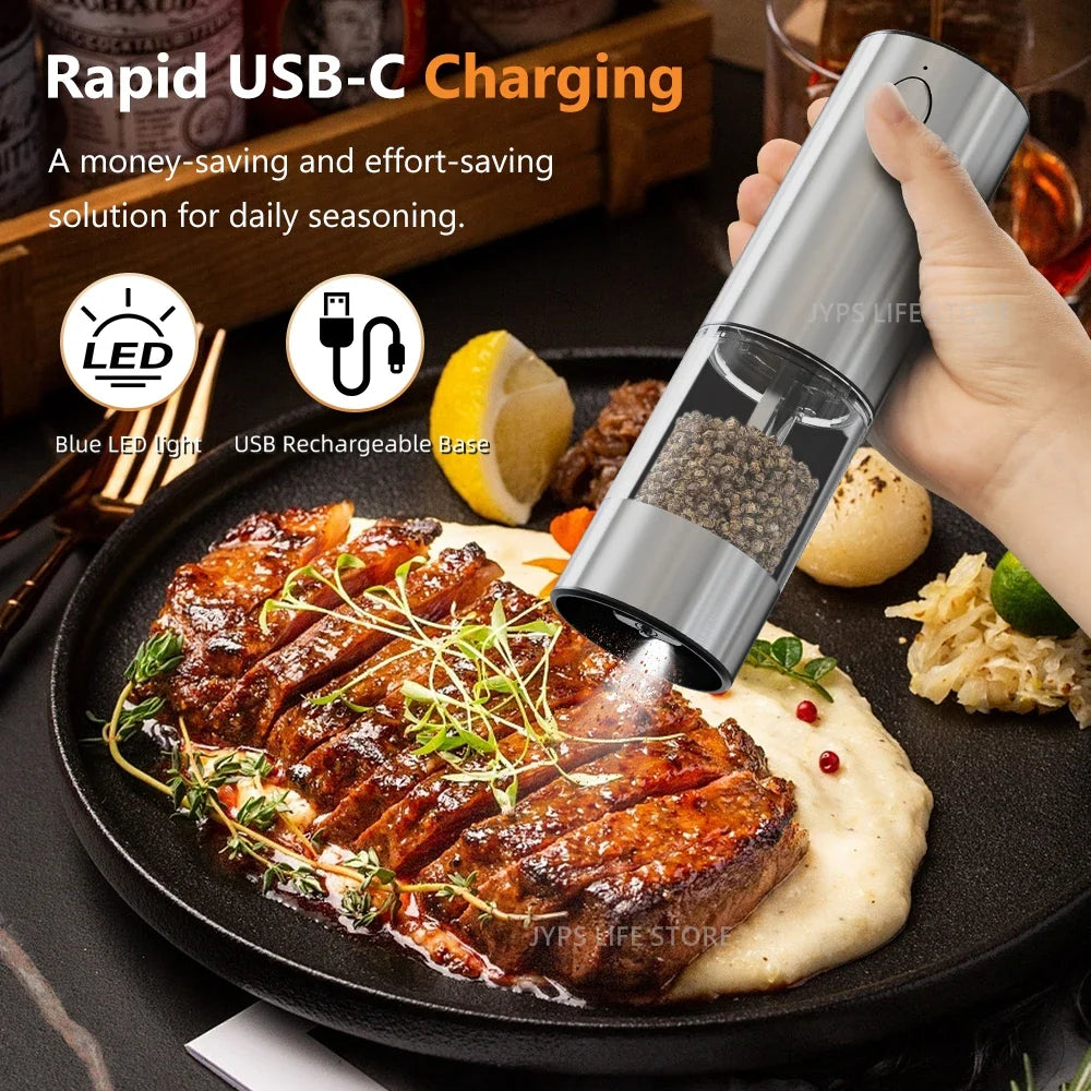 Stainless Steel Electric Pepper Grinder With Rechargeable Base