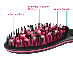Professional Electric Hair Straightening Brush Adjustable Temperature