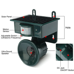 Ultrasonic Solar-Powered Waterproof Outdoor Animal Repellent
