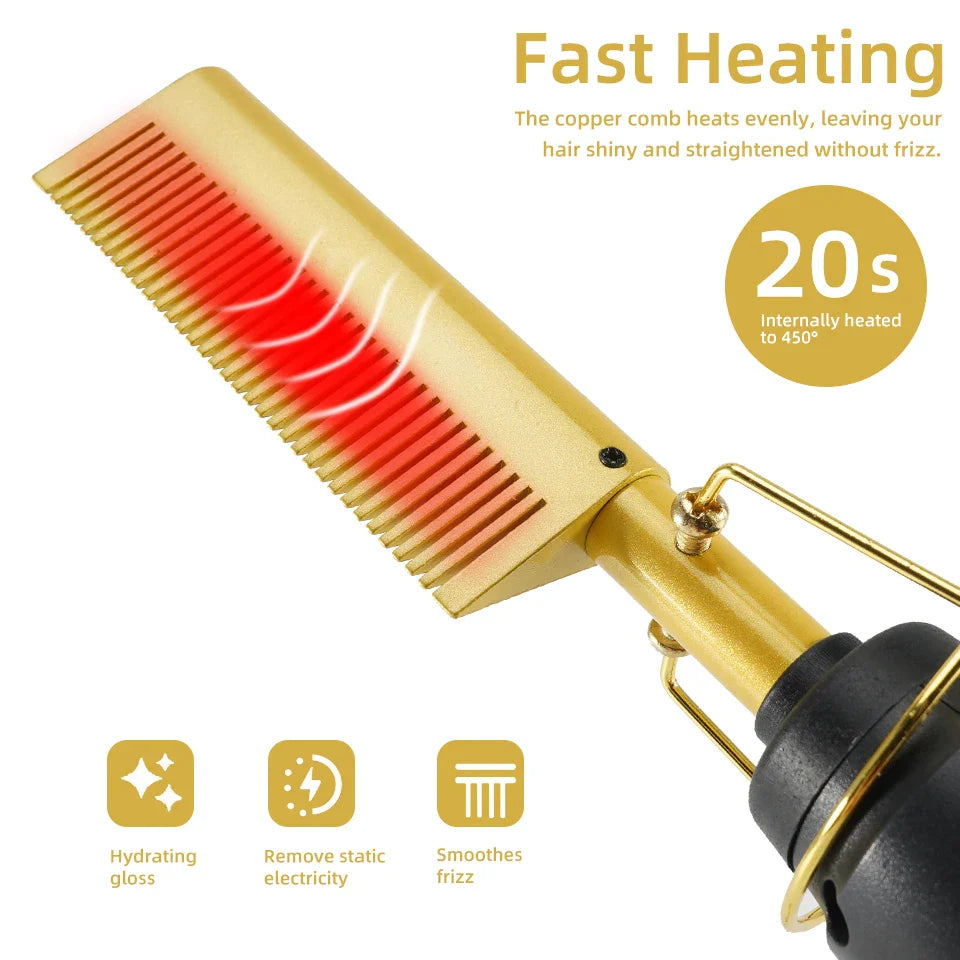 3-in-1 Hair Straightener and Curler Hot Comb