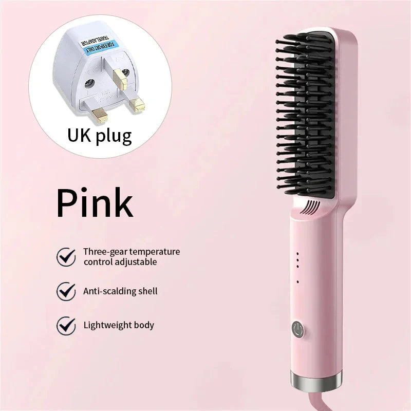 Portable Rechargeable Hair Straightener Brush with Ion Care