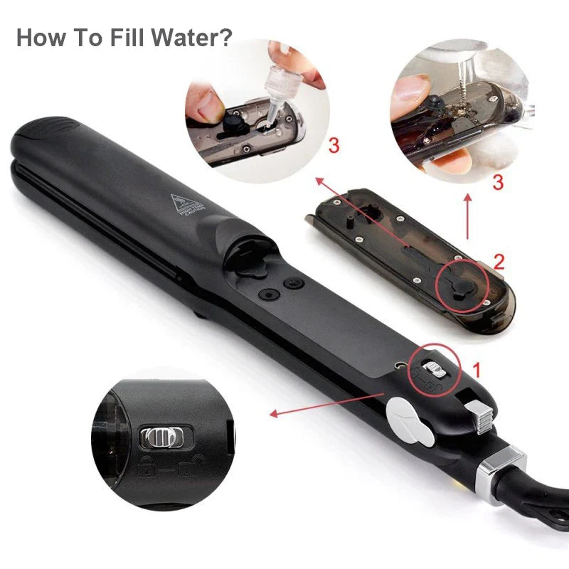 Steam Hair Straightener Ceramic Flat Iron with Negative Ions
