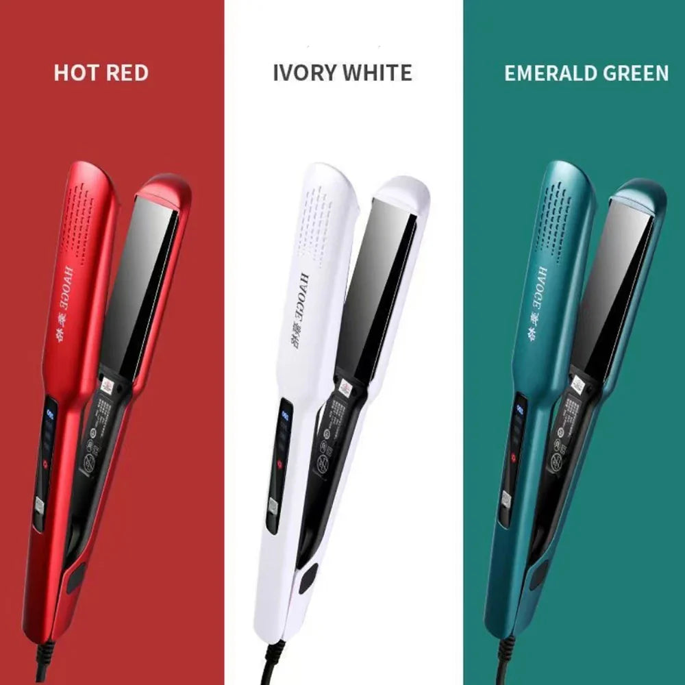 Professional Titanium Hair Straightener Brush with LCD