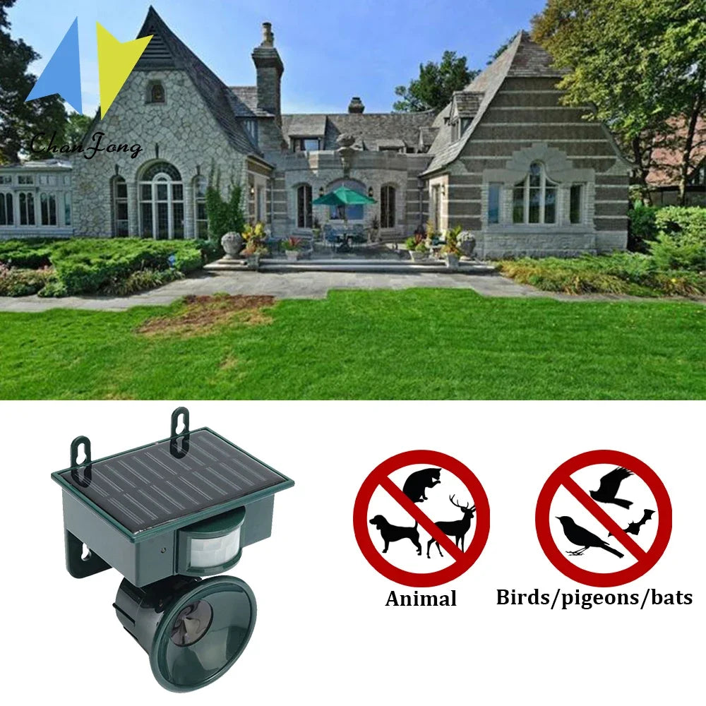 Ultrasonic Solar-Powered Waterproof Outdoor Animal Repellent