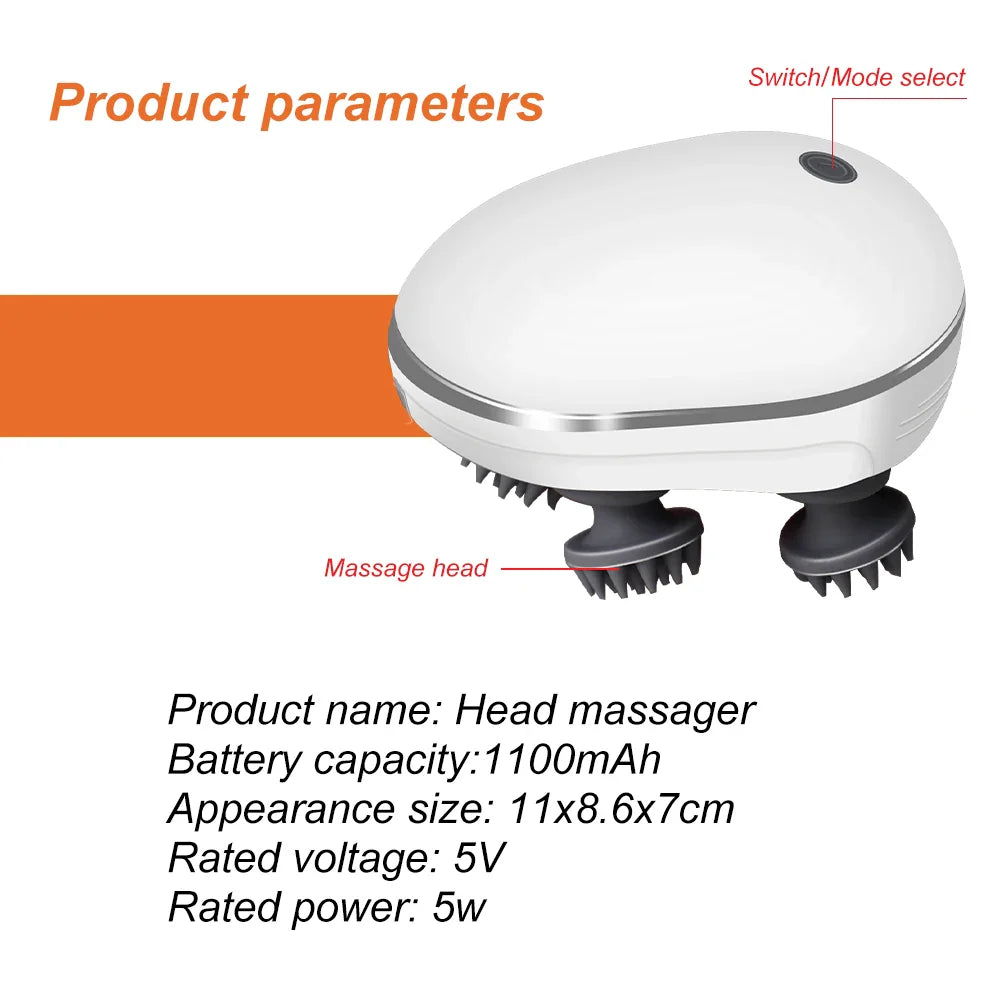 Red Light Electric Scalp & Body Massager with 4 Heads
