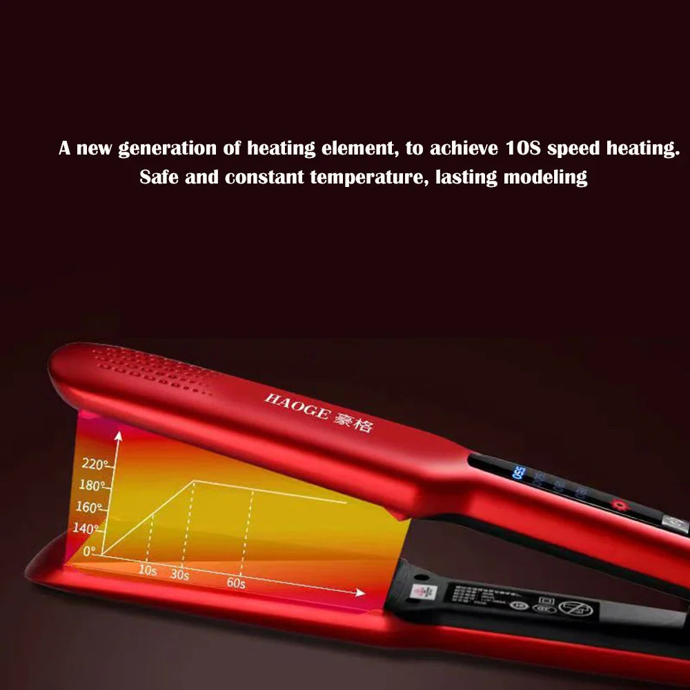 Professional Titanium Hair Straightener Brush with LCD