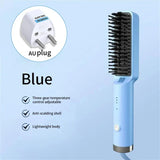Portable Rechargeable Hair Straightener Brush with Ion Care