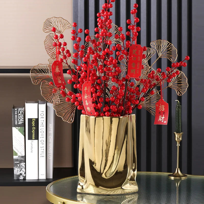 Silver Ruffled Ceramic Porcelain Bag Shape Tabletop Flower Vase Decor 1005005386512399-silver-L