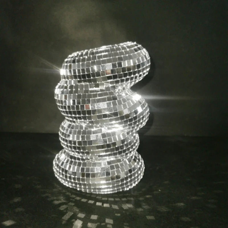 Small Silver Disco Ball Glass Vase For Flowers And Table Decor 1005006668270573-Sliver