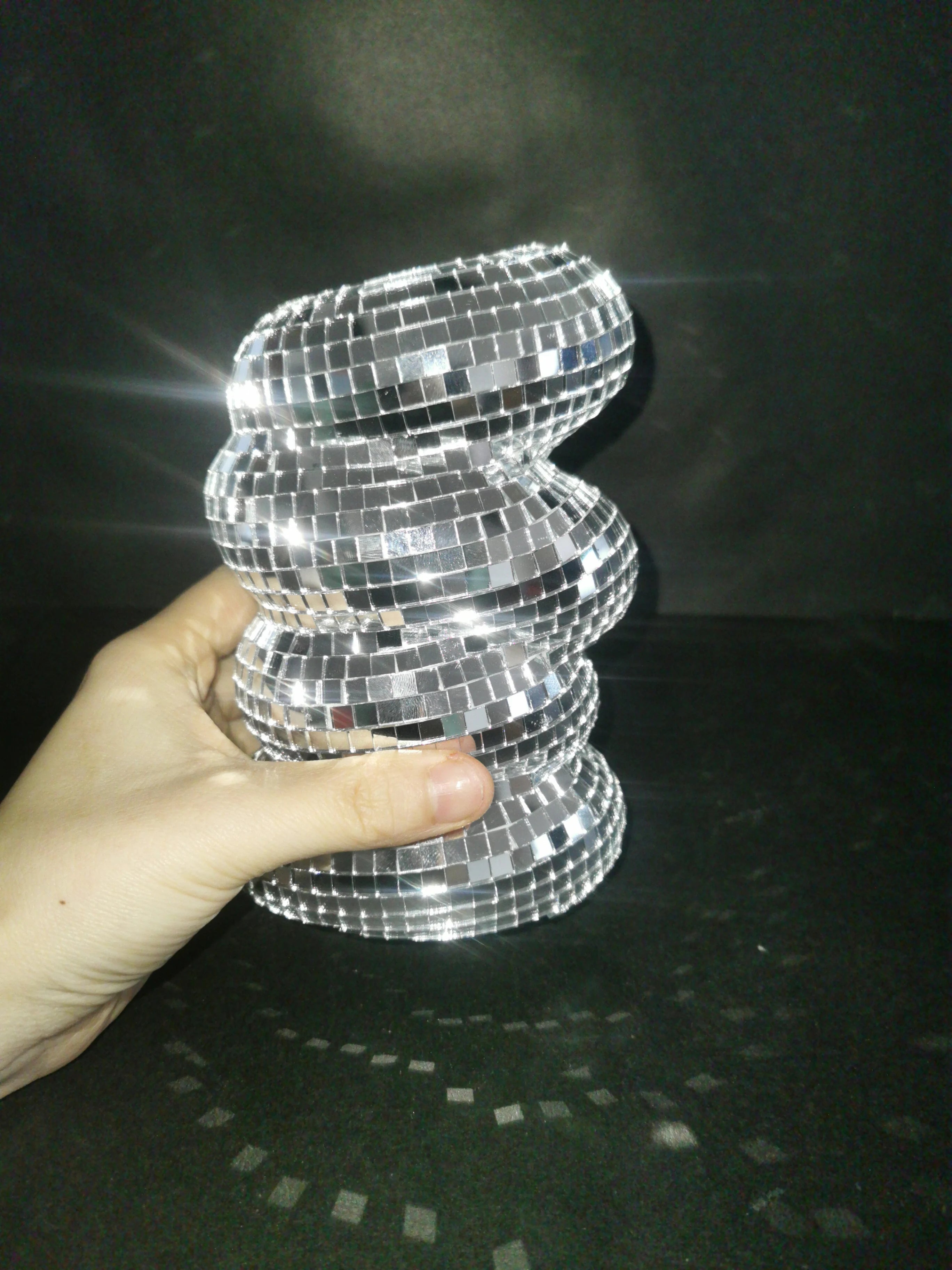 Small Silver Disco Ball Glass Vase For Flowers And Table Decor 1005006668270573-Sliver