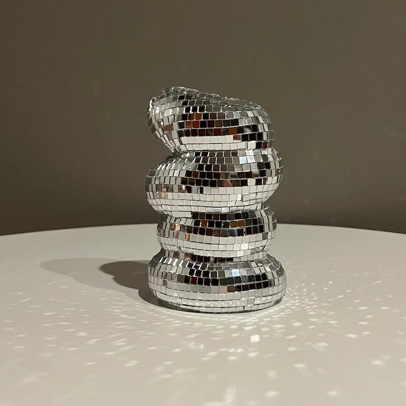 Small Silver Disco Ball Glass Vase For Flowers And Table Decor 1005006668270573-Sliver