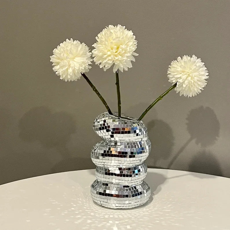 Small Silver Disco Ball Glass Vase For Flowers And Table Decor 1005006668270573-Sliver