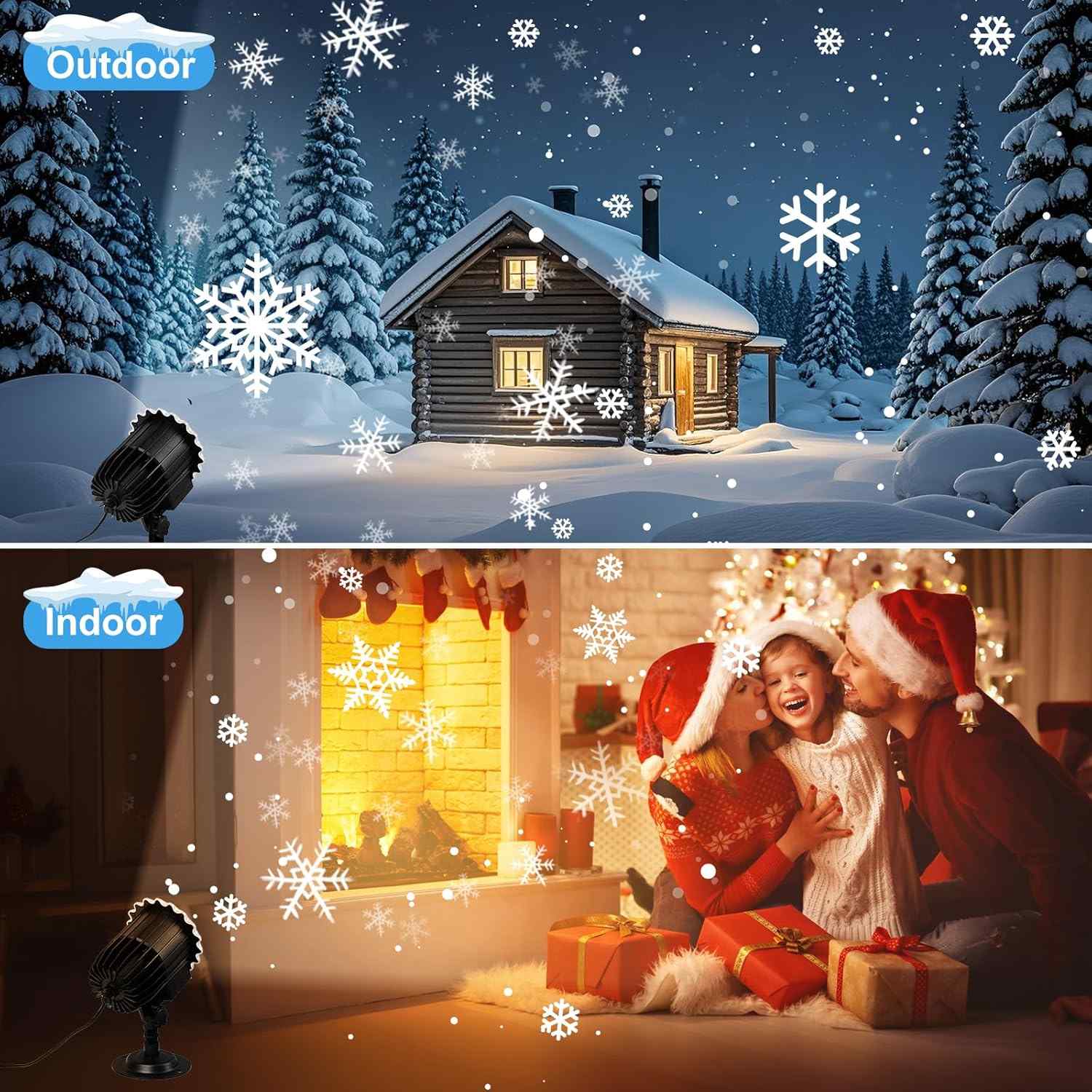 Snowflake Projector Lights Outdoor, Snowfall Lamp Night Light Projection, LED Christmas Projector Lights Waterproof
