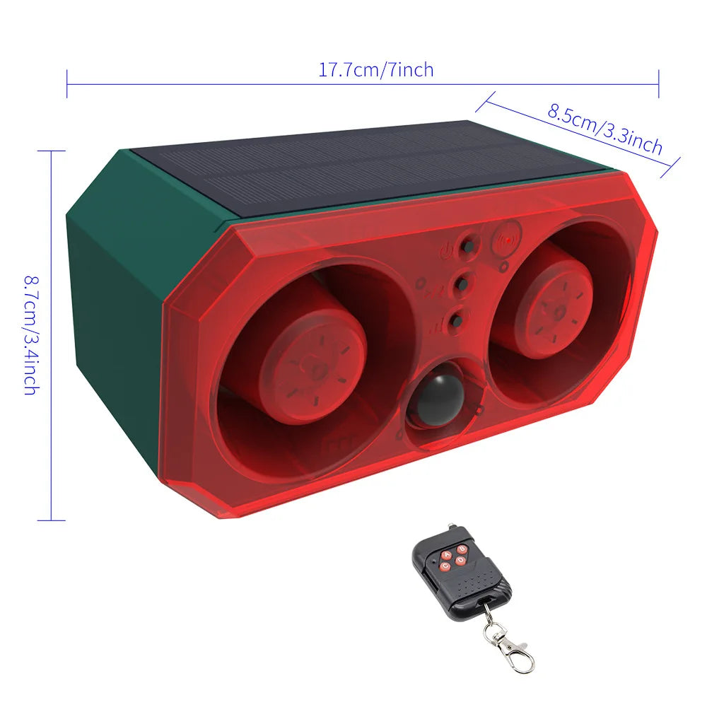 Solar Motion Sensor Alarm Light With 130Db Sound And Remote 1005009252367980-B-Two Horn Alarms