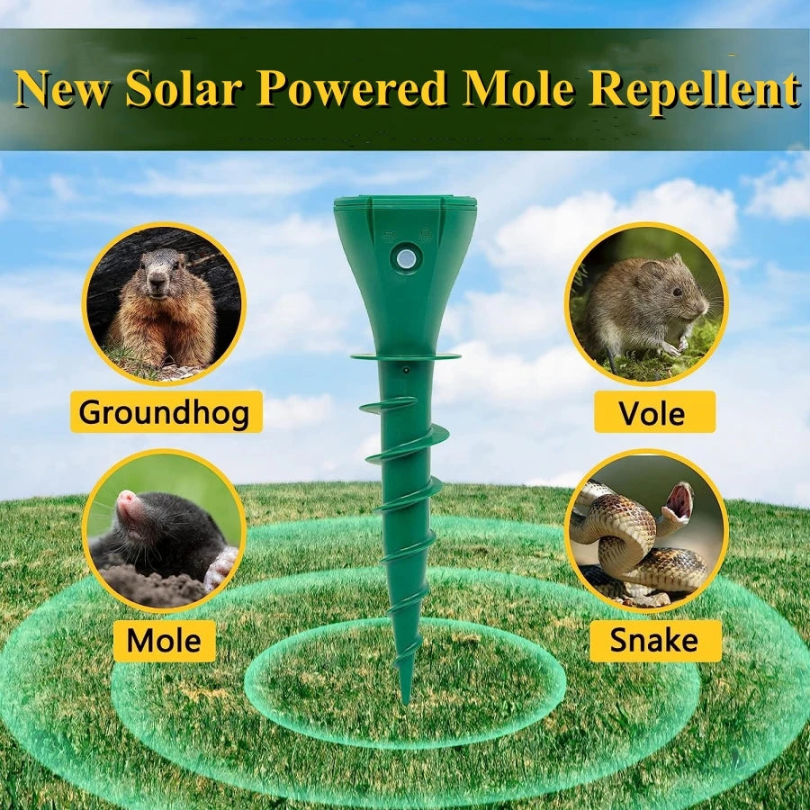 Solar Powered Sonic Mole Repellent Screw Stake With Three Vibration Modes 1005007291331493-4 PCS
