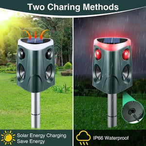 Solar Powered Ultrasonic Animal Repellent With Pir Sensor And Flashing Lights 1005007635995065-al