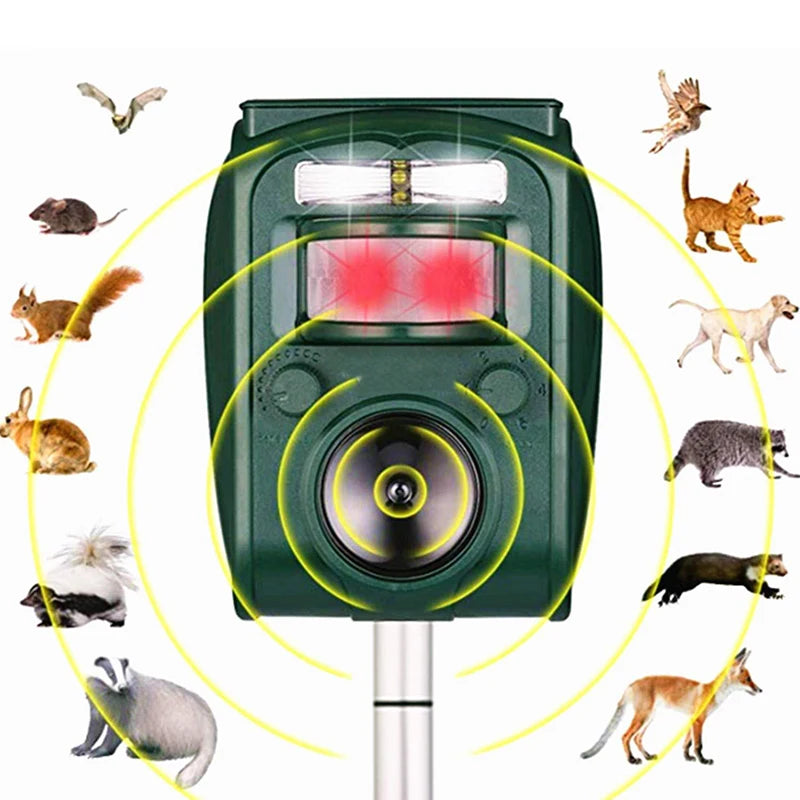 Solar Powered Ultrasonic Animal Repeller With Pir Sensor And Flashing Light 1005007038459470-al