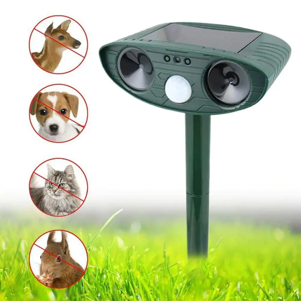 Solar Powered Ultrasonic Animal Repeller With Pir Sensor For Garden 1005008710470609-al