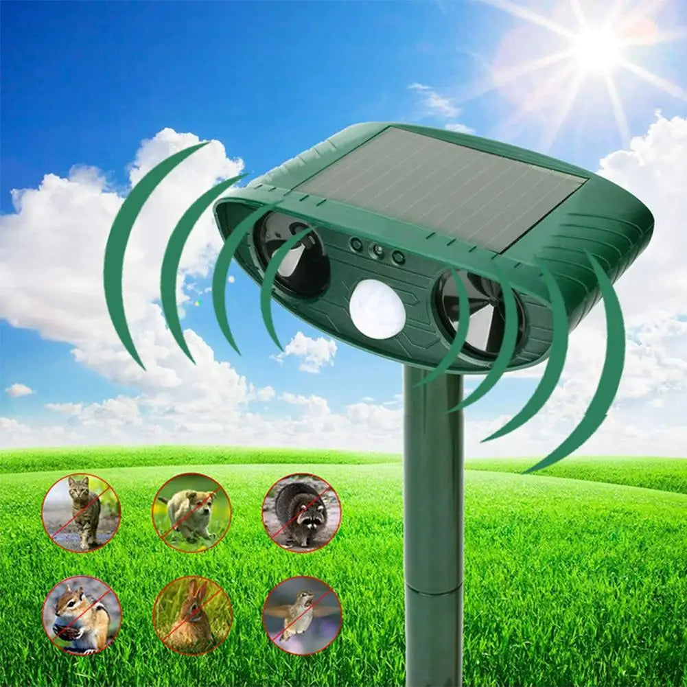 Solar Powered Ultrasonic Animal Repeller With Pir Sensor For Garden 1005008710470609-al