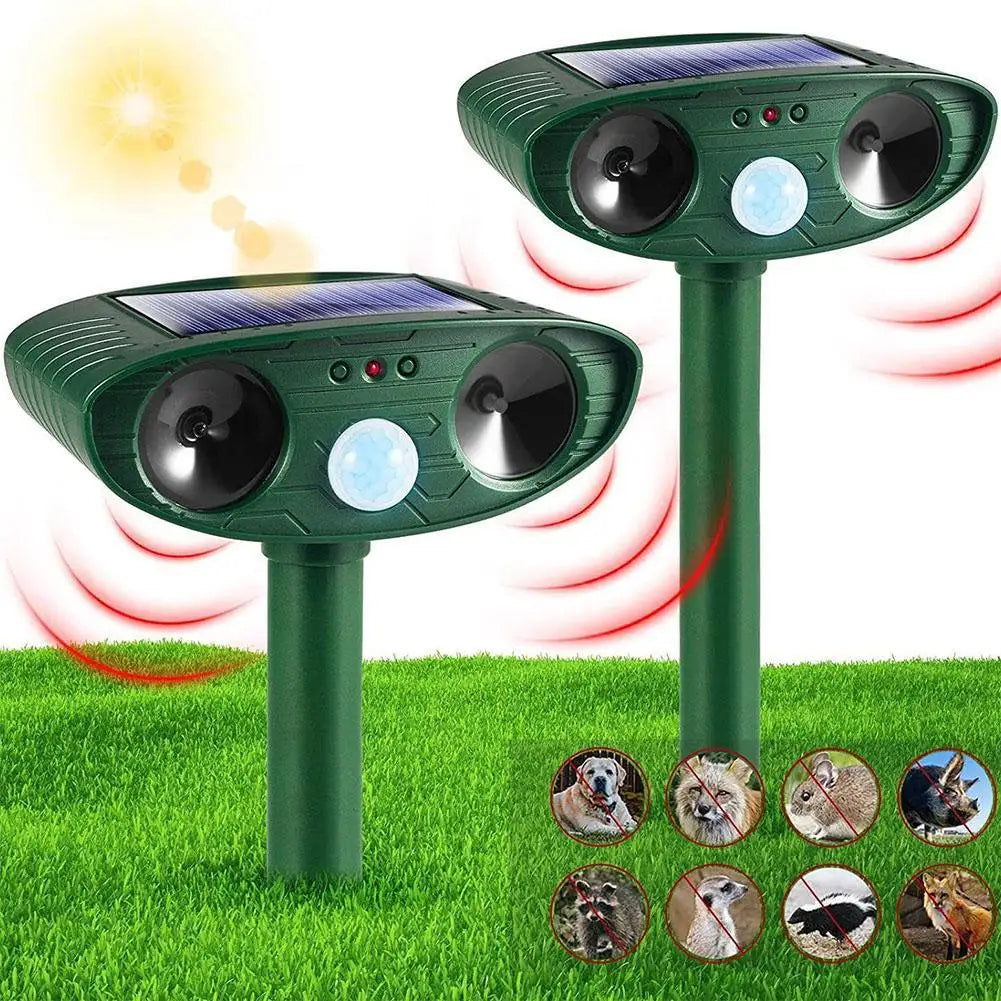 Solar Powered Ultrasonic Animal Repeller With Pir Sensor For Garden 1005008710470609-al