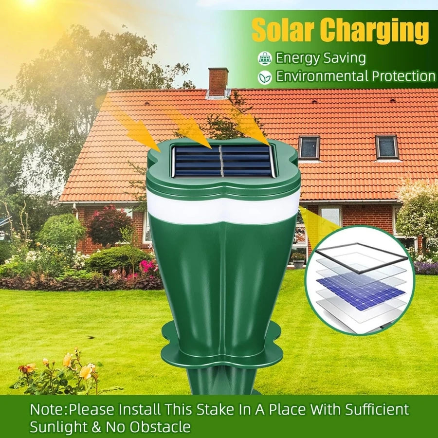 Solar Powered Ultrasonic Vibrating Pest Repellent Stakes For Lawn Garden 1005009897244102-4PCS