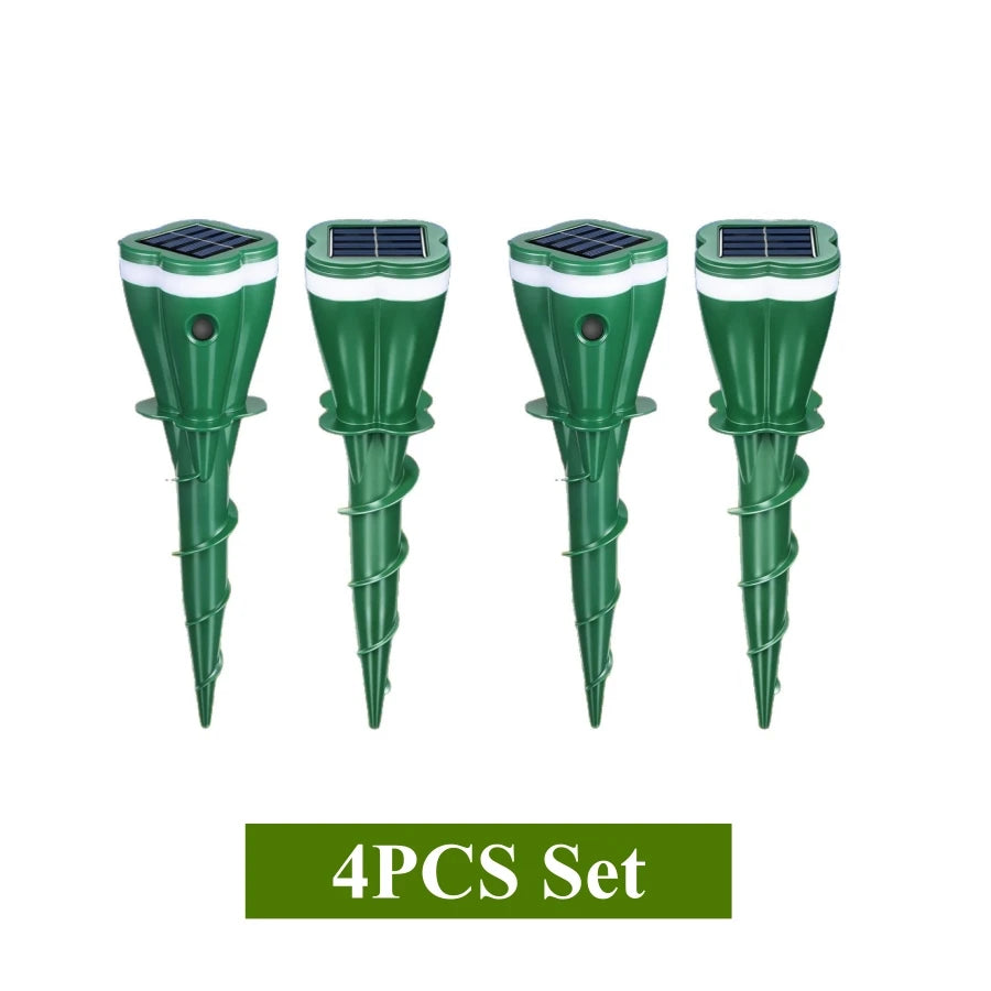 Solar Powered Ultrasonic Vibrating Pest Repellent Stakes For Lawn Garden 1005009897244102-4PCS