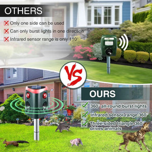 Solar Ultrasonic Animal Repeller With Led Red And White Flashing Lights 1005007877934235-al