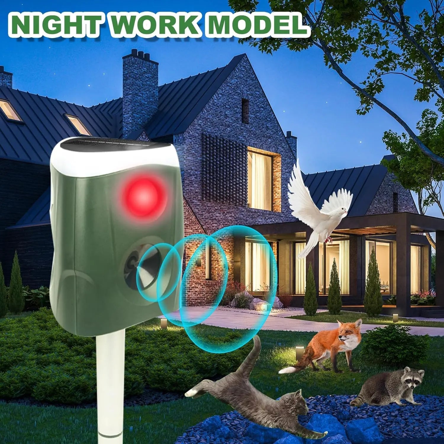 Solar Ultrasonic Animal Repeller With Led Red And White Flashing Lights 1005007877934235-al